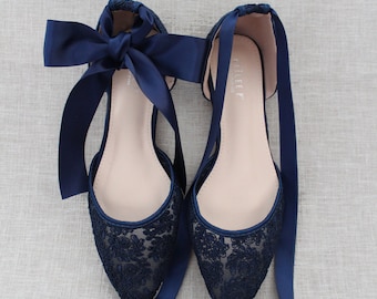 Navy lace court shoes outlet