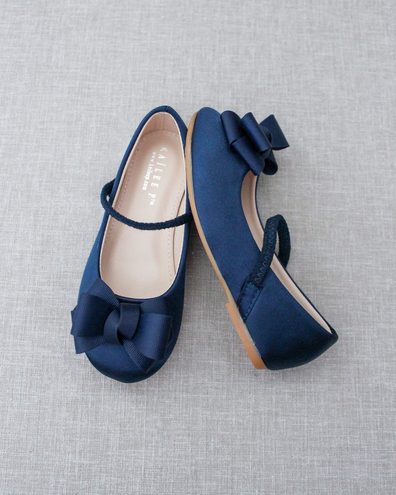 Navy Satin Mary Jane With GROSGRAIN BOW for Fall Flower Girl Shoes ...