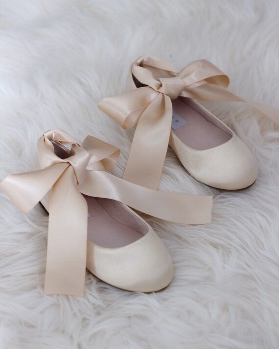white satin flower girl shoes