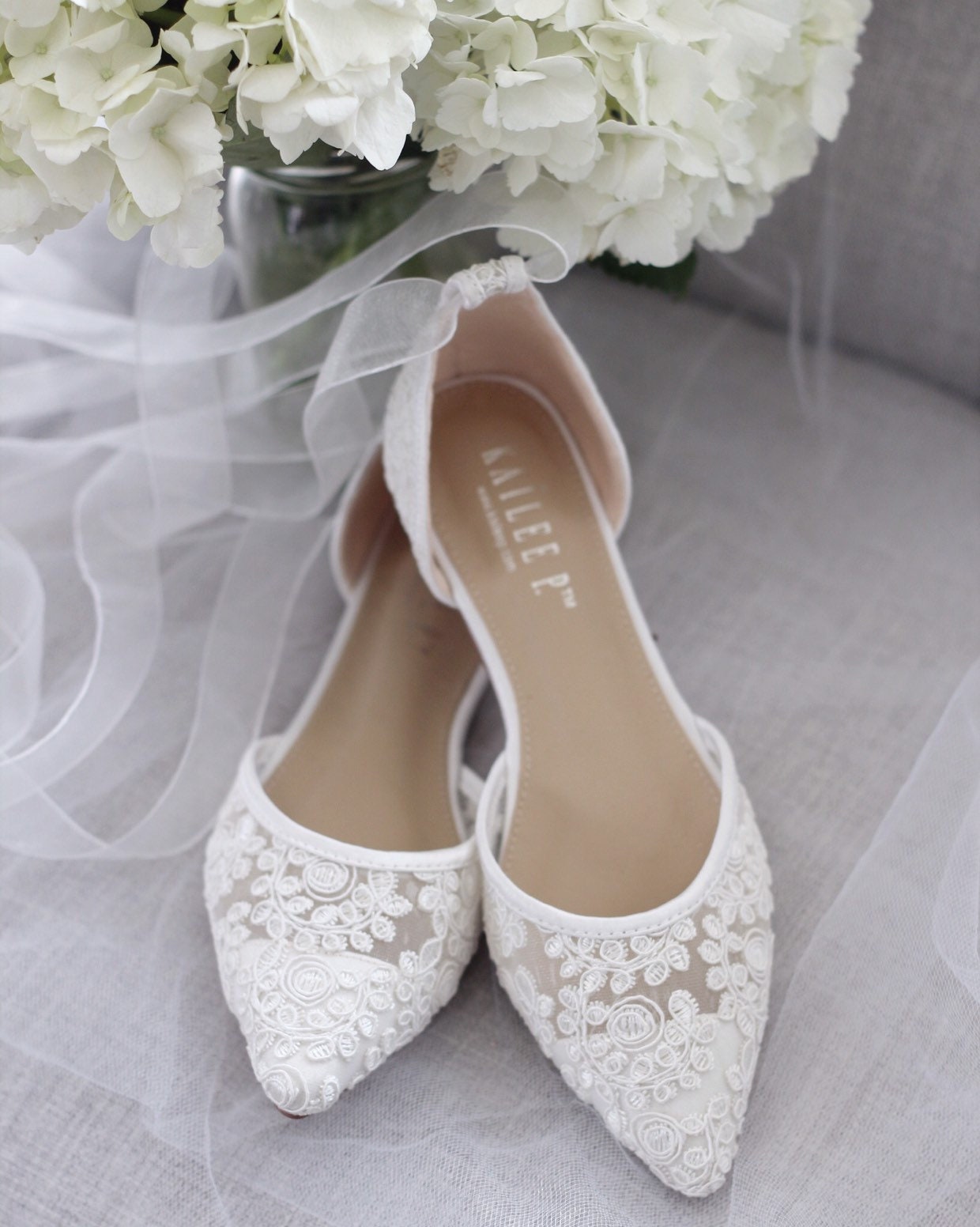white lace wedding sandals