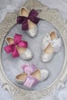 Silver Rock glitter mary-jane with Satin Bow - Flower Girls Shoes, Girls Glitter Shoes, Plum Wedding, Holiday Shoes 