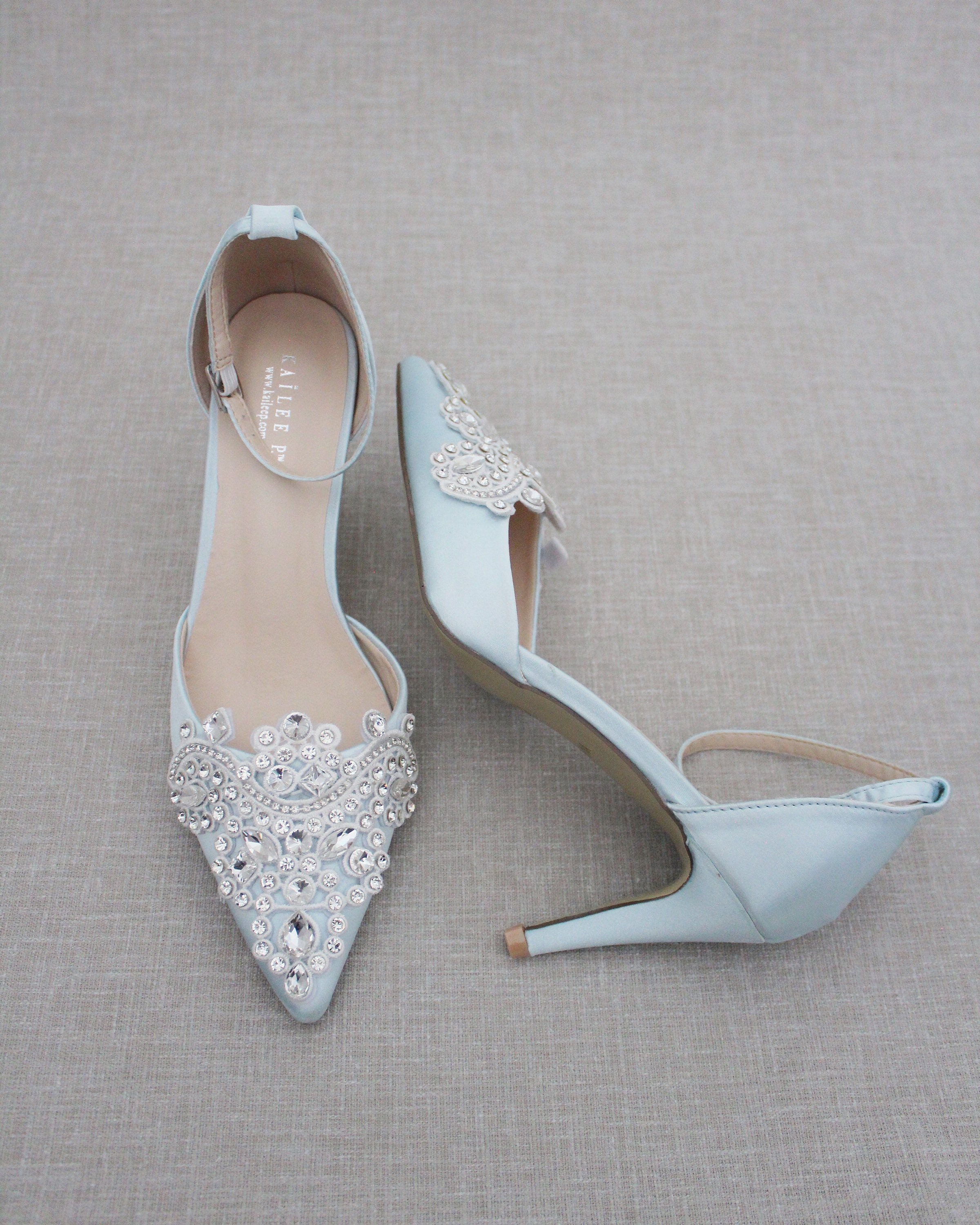 light blue pointed toe heels