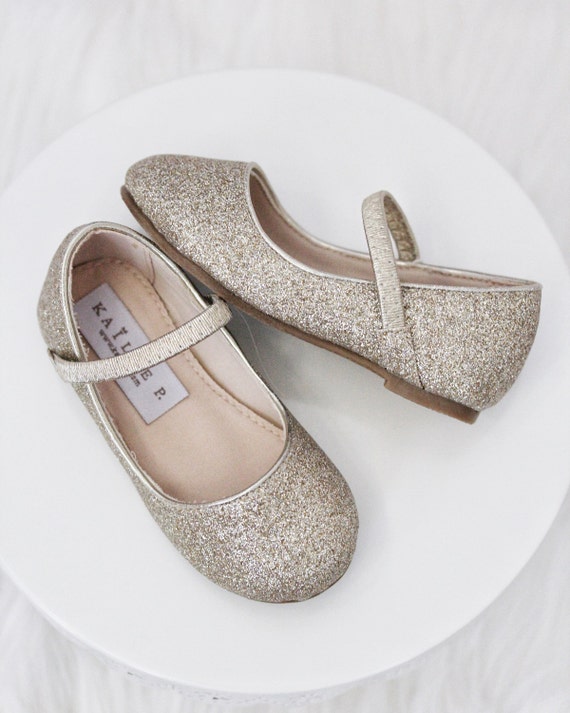 girls flat gold shoes