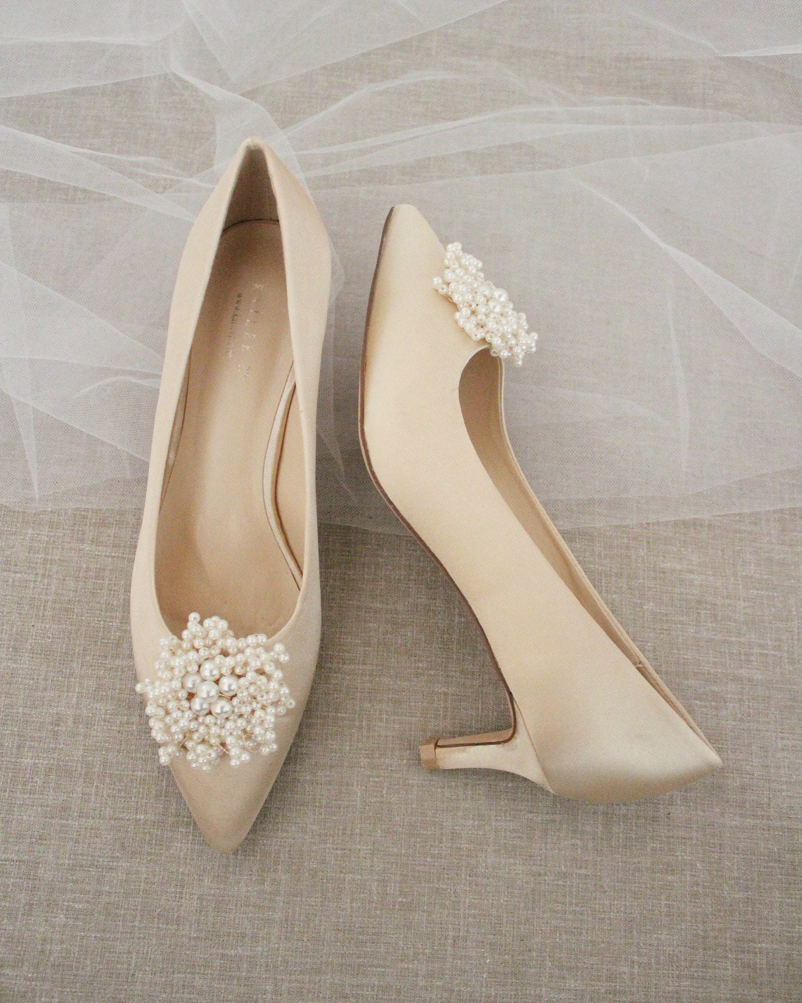 Champagne colored top kitten heels
