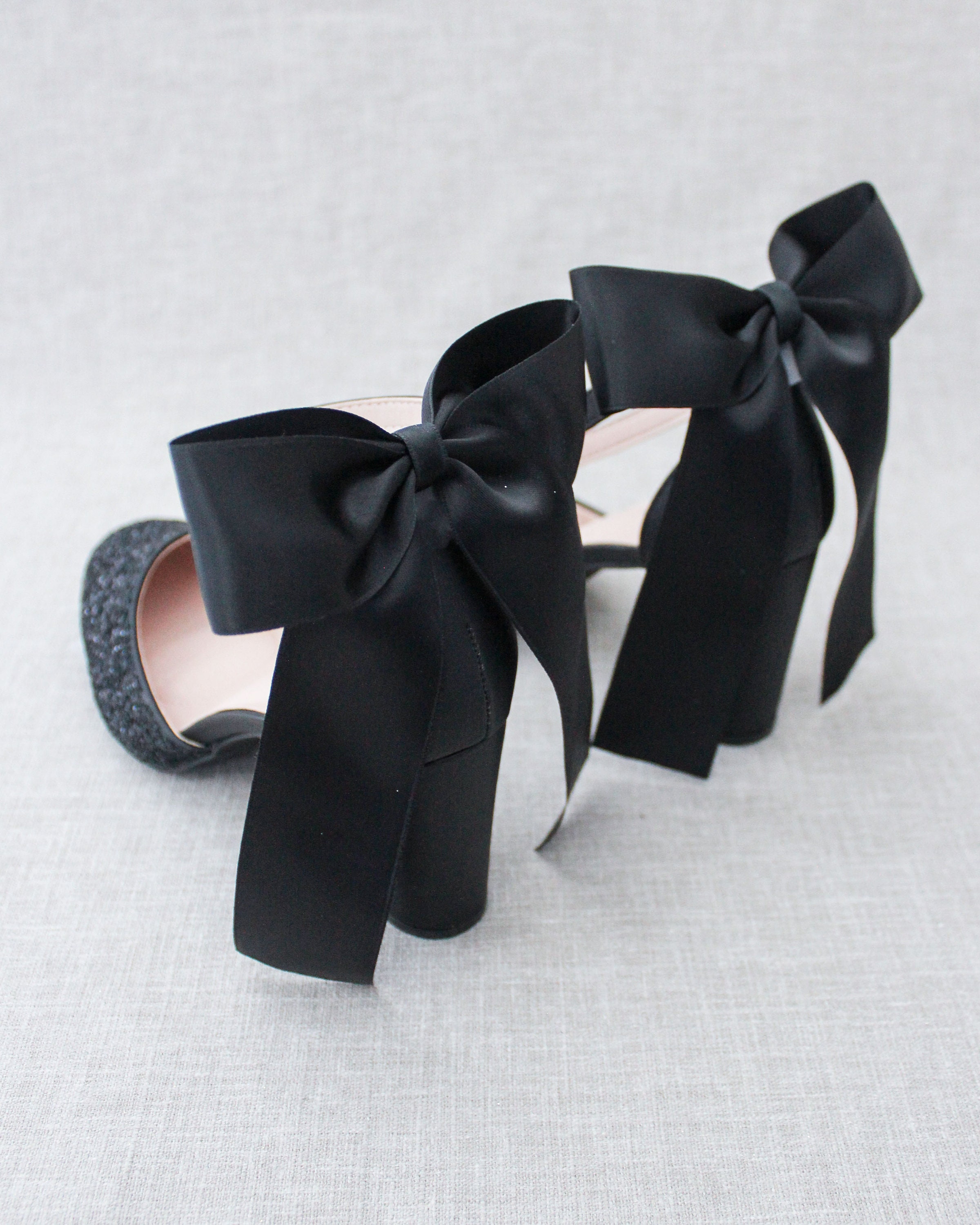 original ribbon glitter pumps (black)