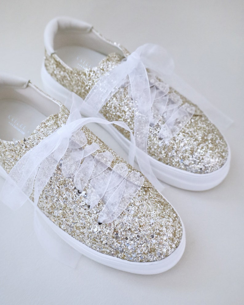 Rock Glitter Wedding Platform Sneakers Wedding Shoes, Bridesmaids Shoes, Evening Shoes, Bridal Flats, Wedding Sneakers image 5