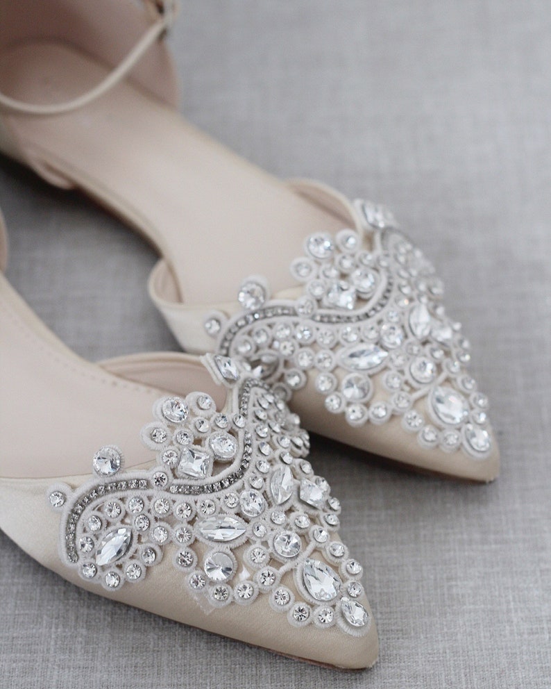 champagne peep toe flats