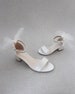 Ivory Satin Block Heel Sandal with TULLE BACK BOW, Fall Wedding Sandals, Flower Girls Shoes, Jr.Bridesmaid Shoes, Mother Daughter Sandals 