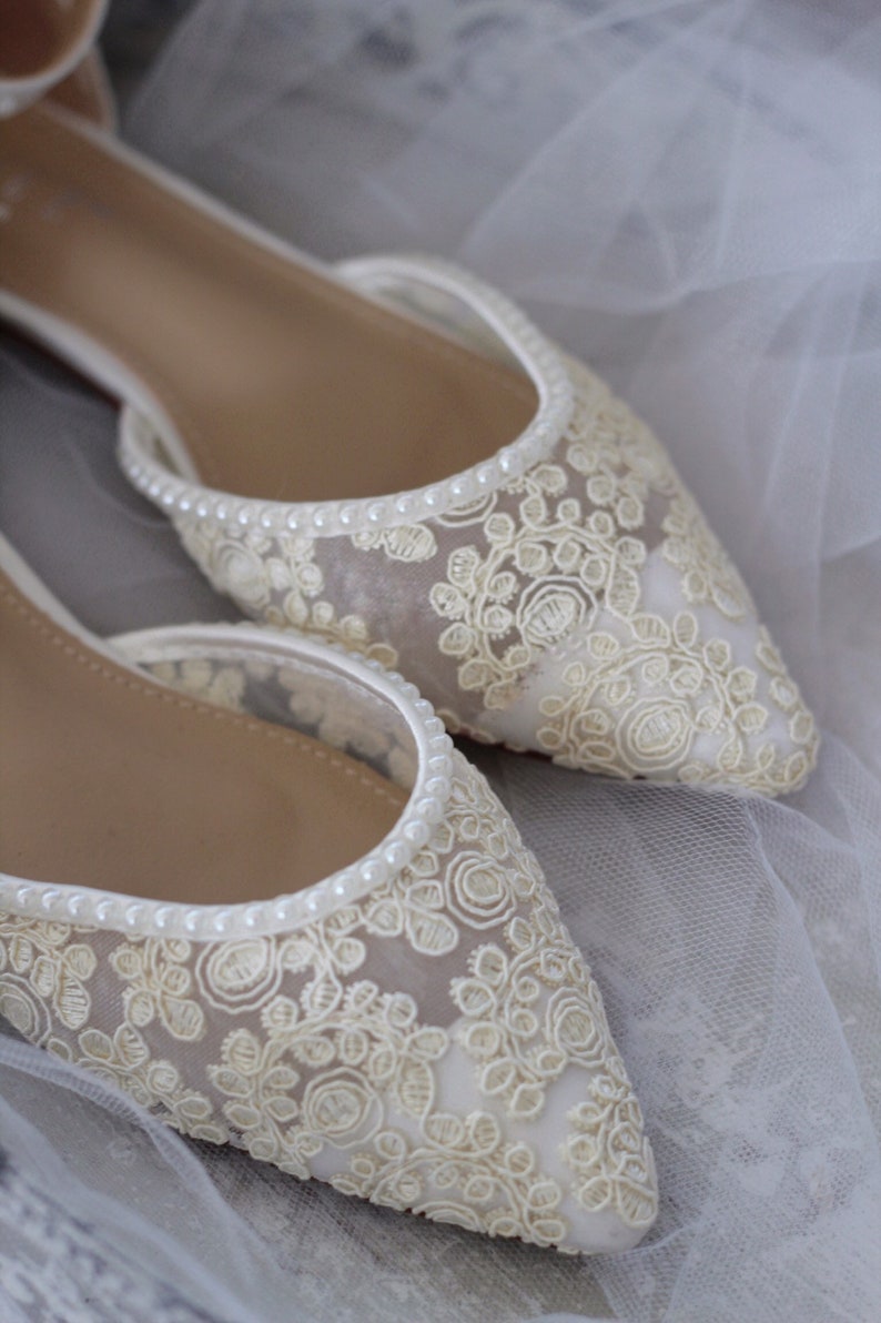 ivory crochet flats