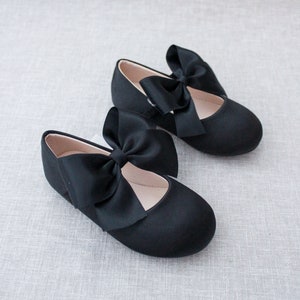 Black Satin Maryjane Shoes with Satin Bow, Fall Flower Girl Shoes, Girls Shoes, Holiday Shoes, Birthday Shoes, Halloween Shoes image 3
