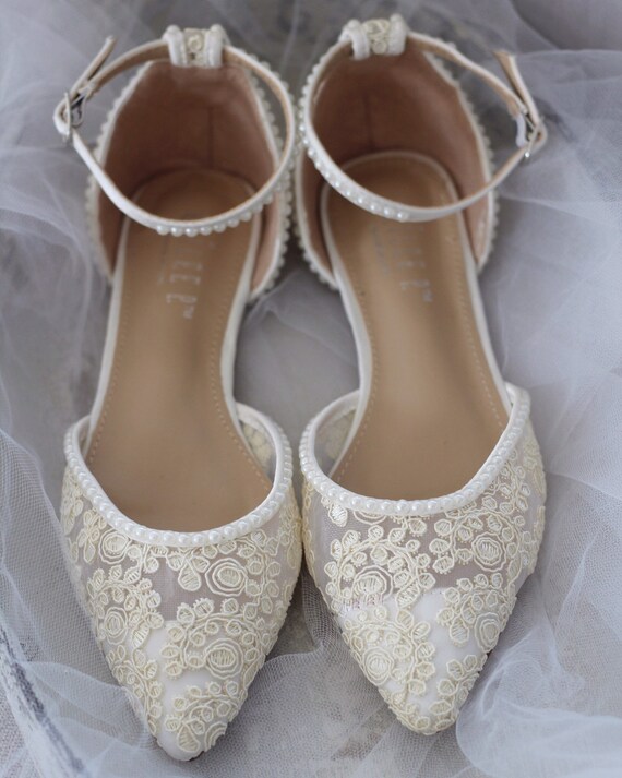 ivory crochet flats