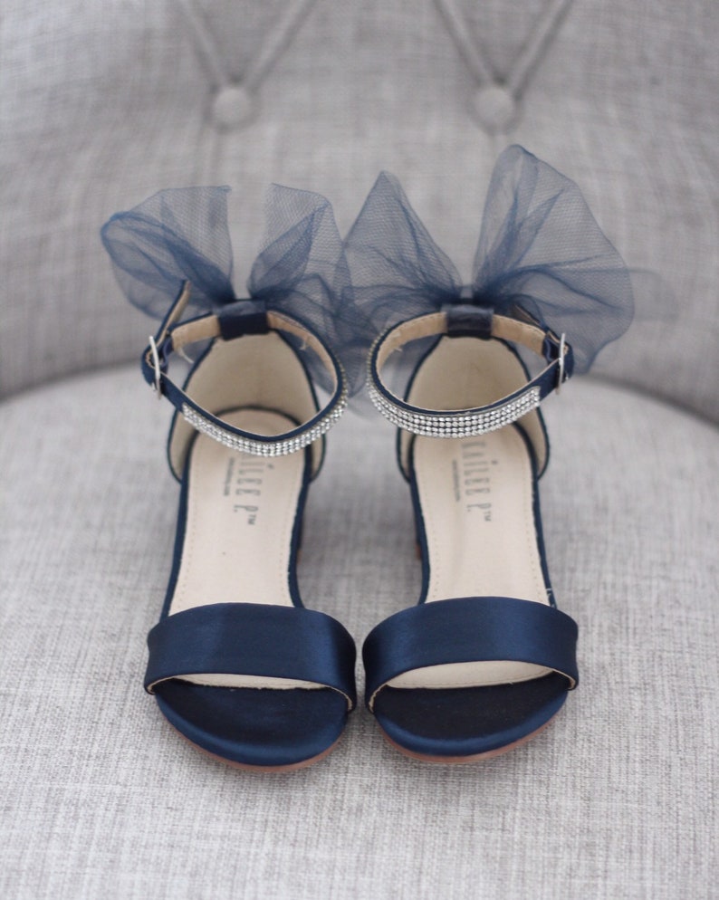 navy blue satin sandals