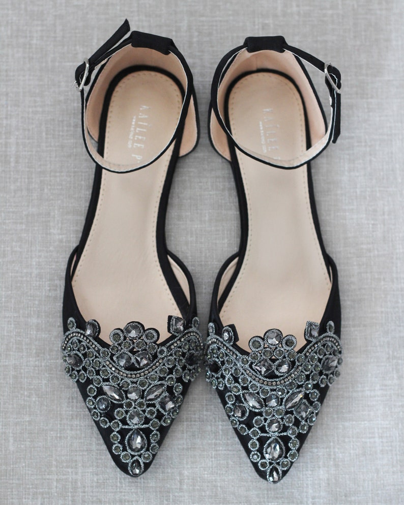 sparkly pointed toe flats