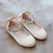 Women & Kids | Champagne Satin Ballet Flats with NAVETTE CLUSTER RHINESTONES on Satin Ankle Strap, Fall Flower Girl Shoes, Holiday Shoes