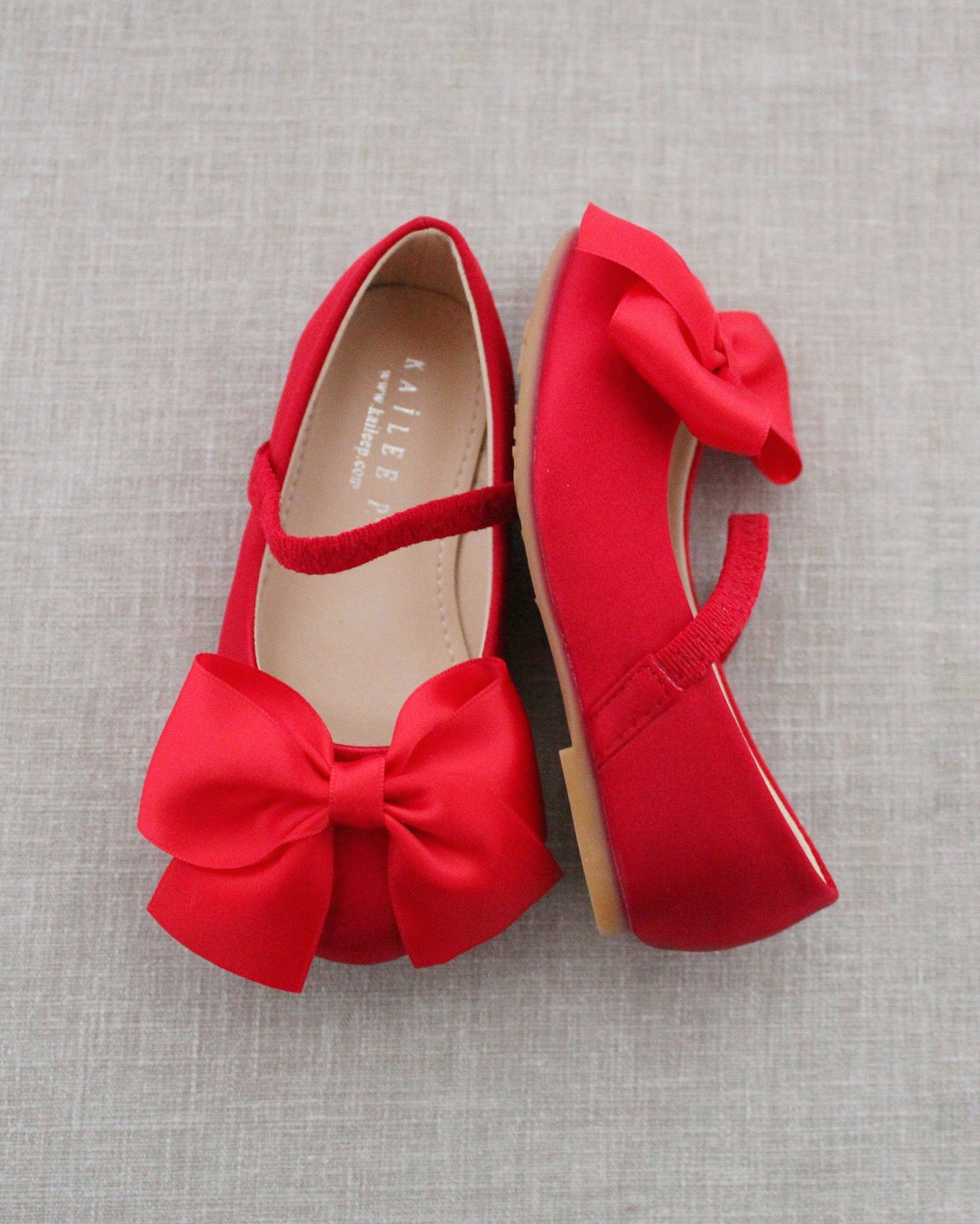 Red Satin Mary Jane With FRONT SATIN BOW for Fall Flower Girls Shoes ...