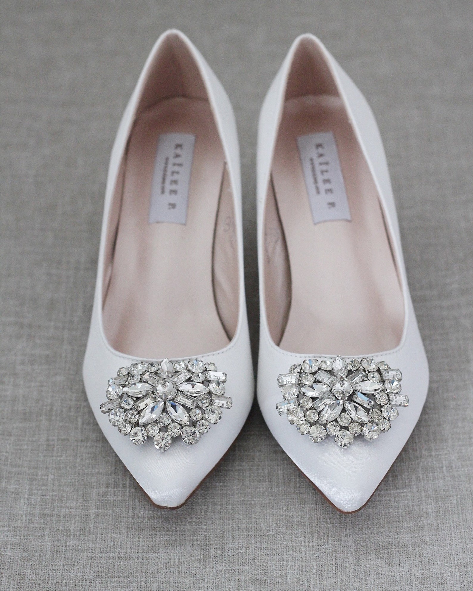 white open toe kitten heels