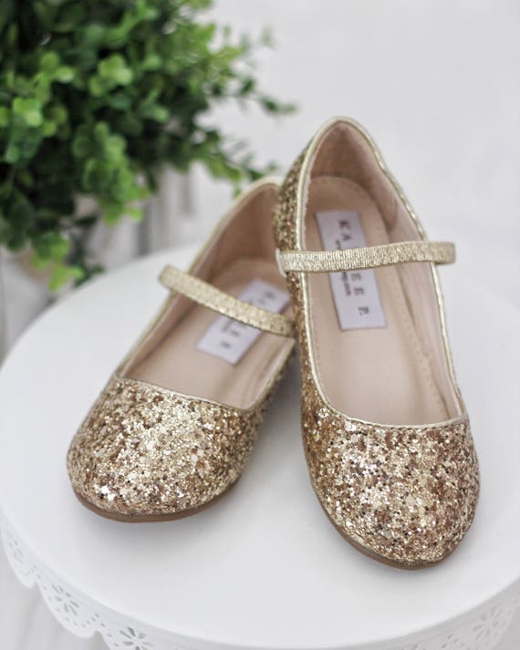 GOLD ROCK GLITTER Maryjane Flats for 