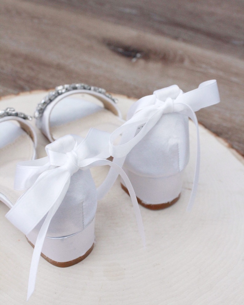 white satin block heels