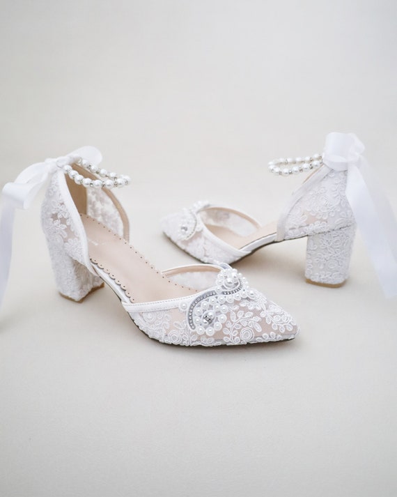 Small white hotsell block heels