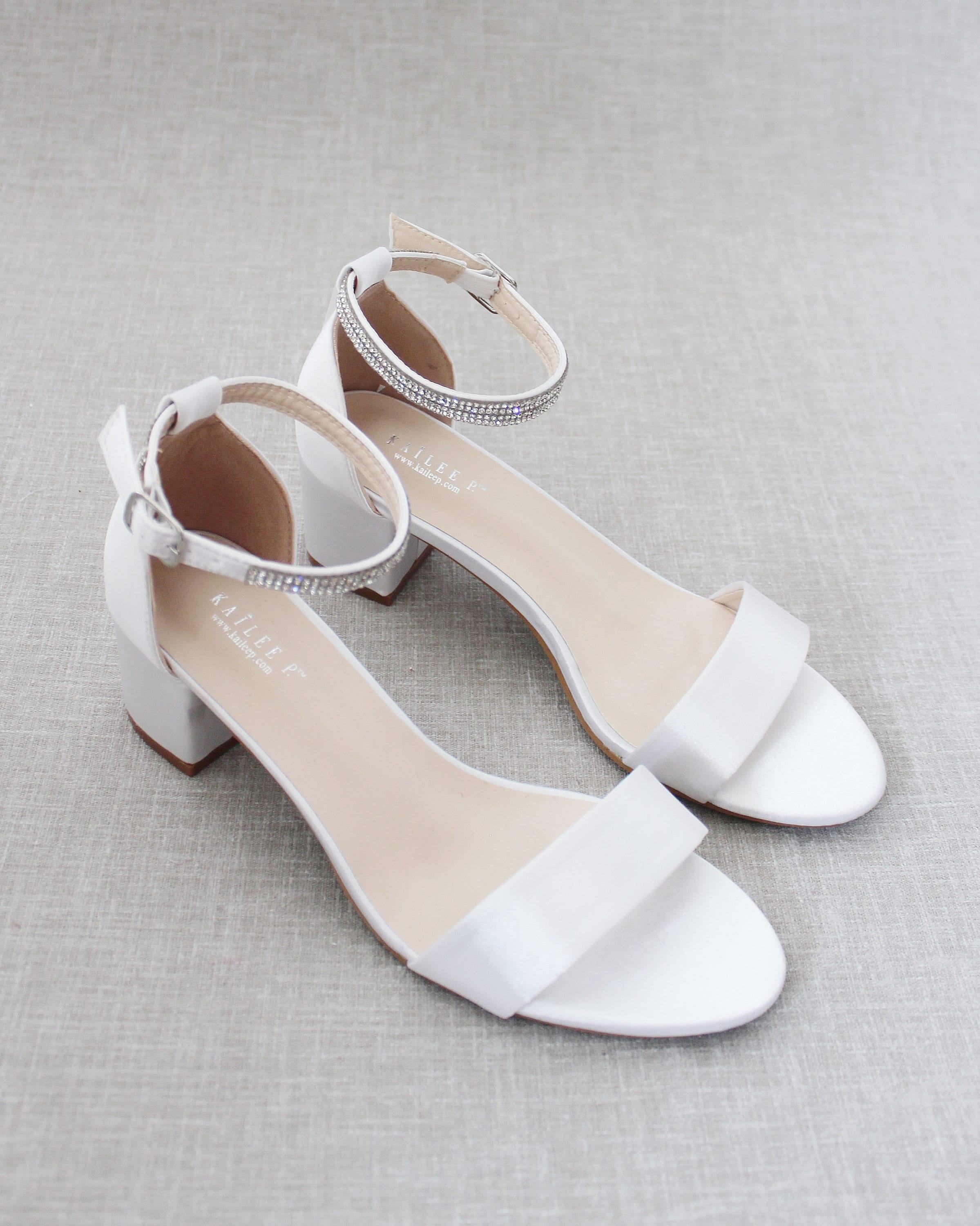white block heels with bow