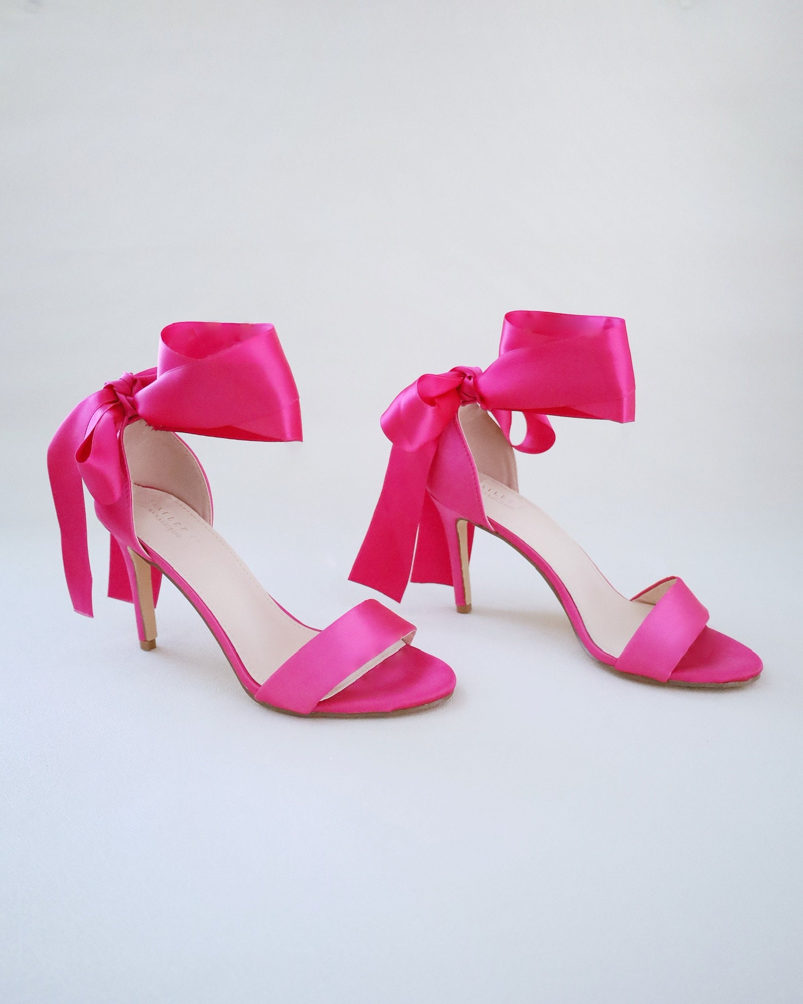 Public Desire Zeal Fuchsia Pink Satin Strappy Bow Ankle Detail Stiletto  Heels | Lyst