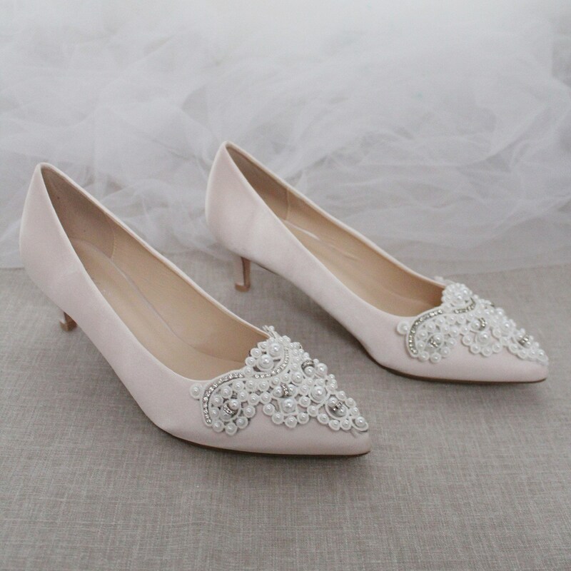 satin blush heels