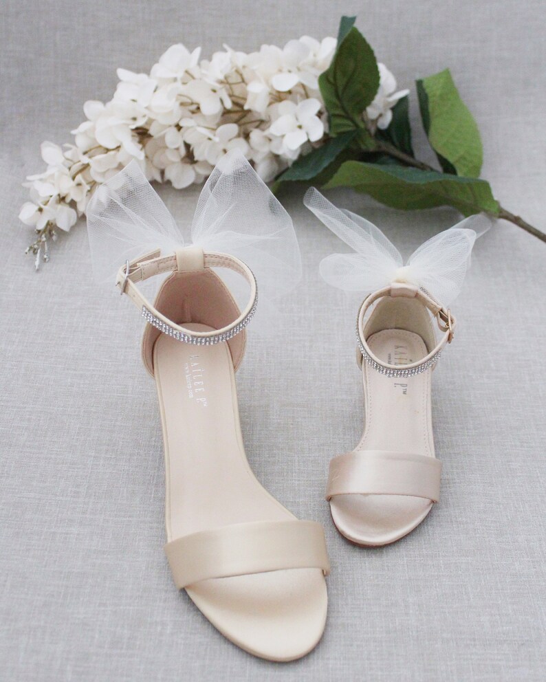 champagne satin sandals