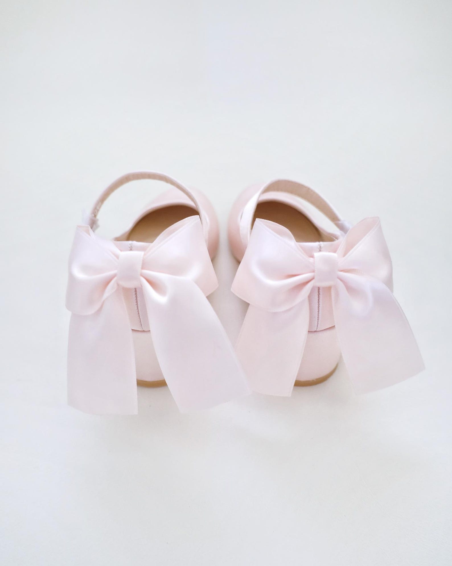 Dusty Pink Girls Satin Mary Jane Block Heel With Back Satin Bow, Flower ...
