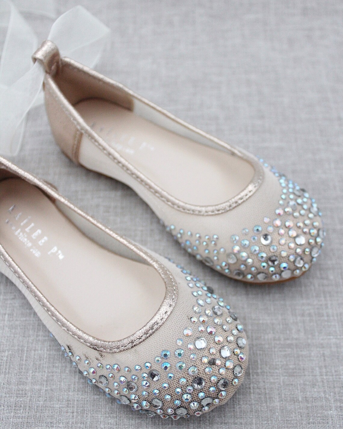 Girls Lavender Mesh Floral Embellished Ballerinas main image 1