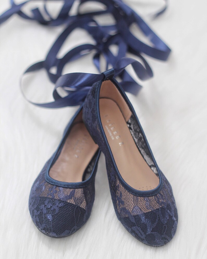 navy satin flat shoes