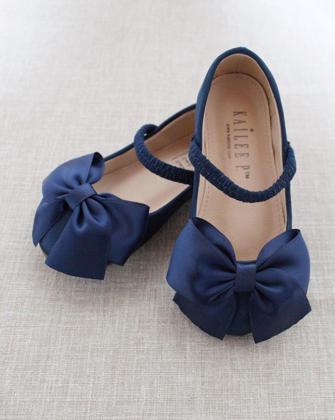 Navy Satin Mary Jane With FRONT SATIN BOW for Fall Flower Girls Shoes ...