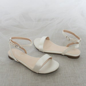 Ivory Satin Flat Sandal with WRAPPED SATIN TIE, Bridesmaid Shoes, Women Sandals, Kids Sandals, Mommy and Me Shoes image 5