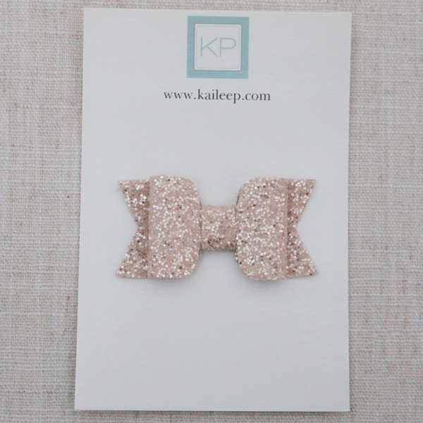 Dusty Pink Glitter Bow HAIR Clips OR SHOE Clips - For toddler girls, flower girls, shoes accessories