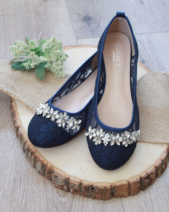 wedding shoes flats navy blue