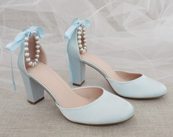 light blue fluffy heels