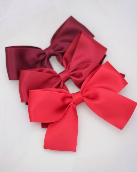 2 Satin-Haarspangen Mit Schleife, 7,6 Cm – Eleganter Grüner Farbton Für Kleine Mädchen