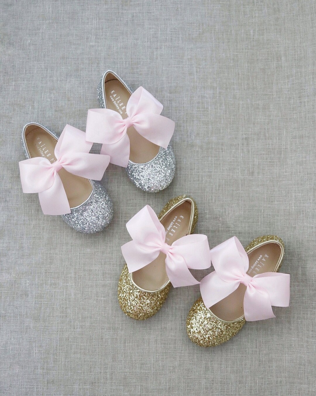 First Birthday Shoes - Gold and Silver Rock Glitter Mary Jane With