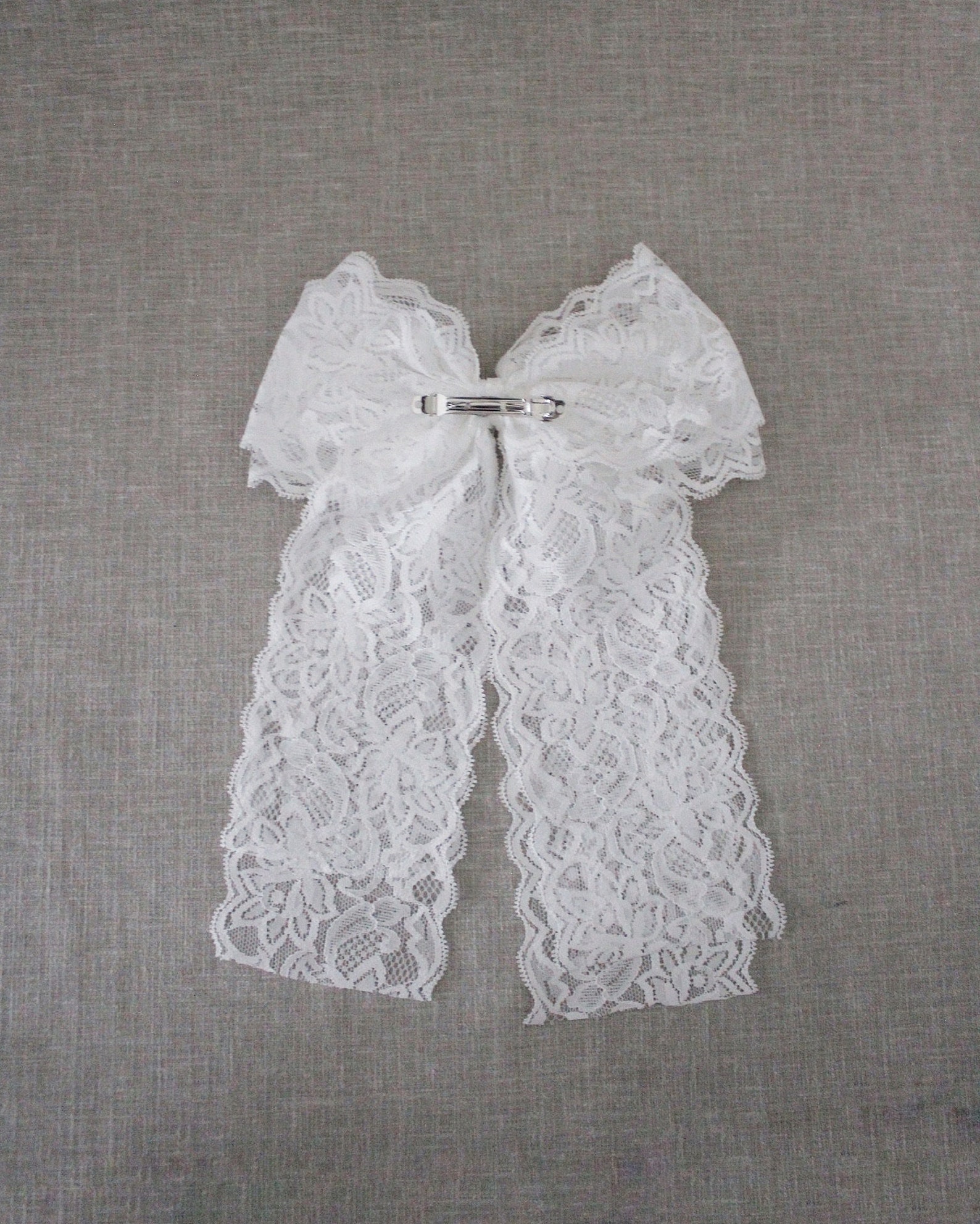 White Oversized Vintage Lace Hair Bow Communion Hair Etsy