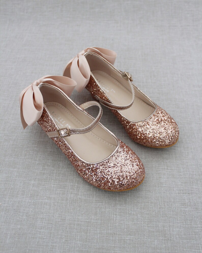 Rose Gold Rock Glitter Maryjane Heels With Added BLUSH SATIN Etsy
