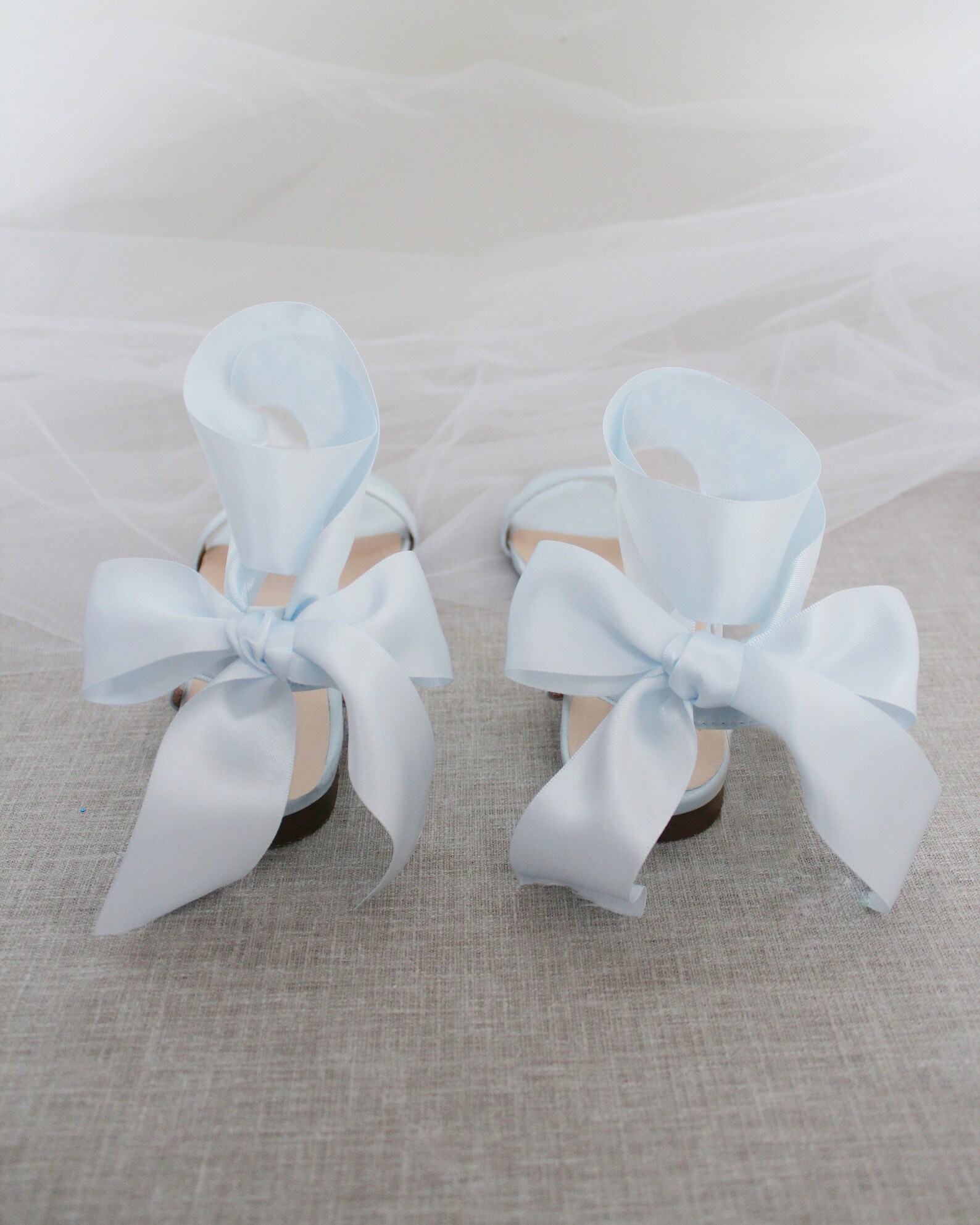 satin light blue shoe