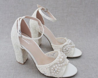 Block heel bridal sandals 2025