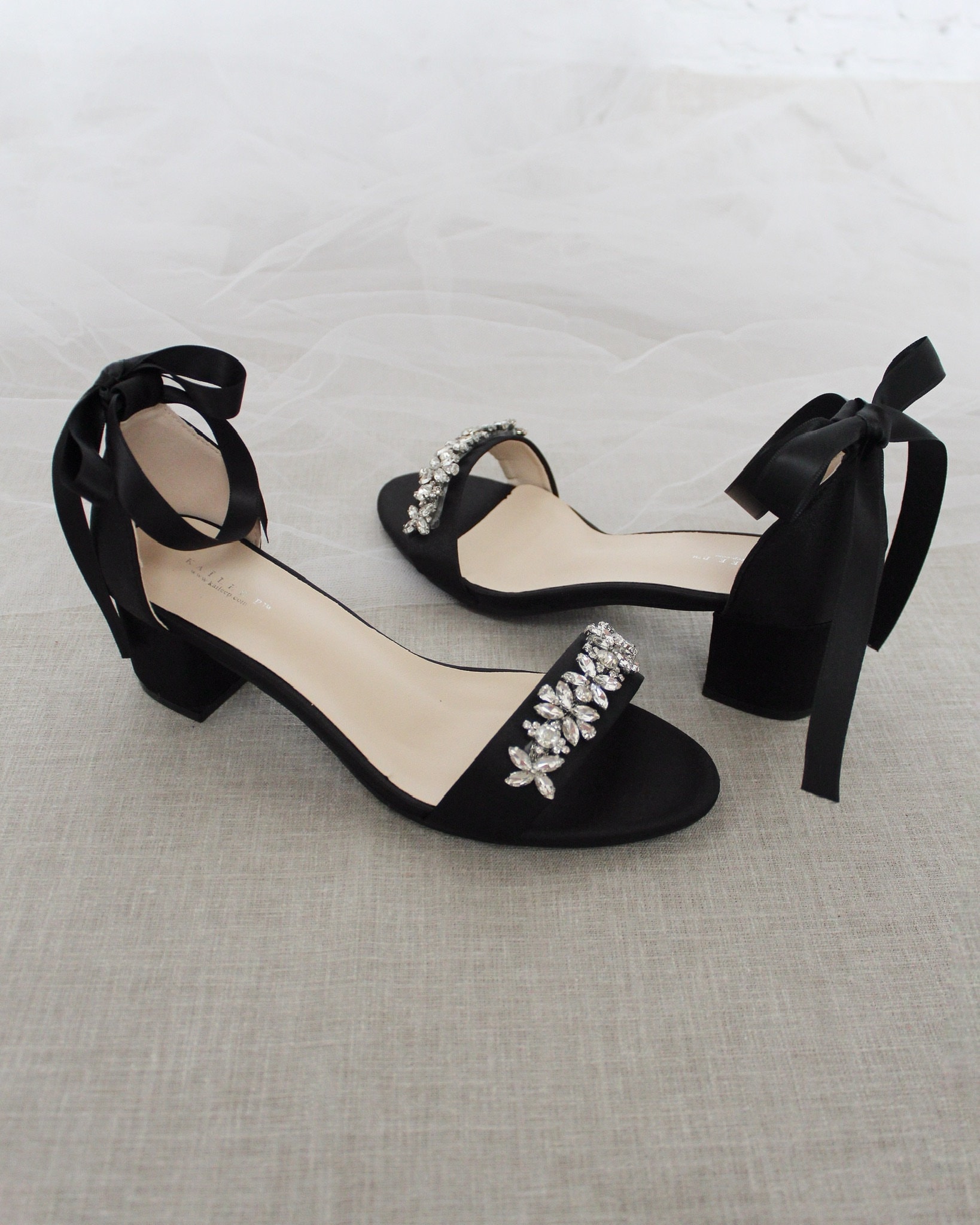 satin block heel sandals