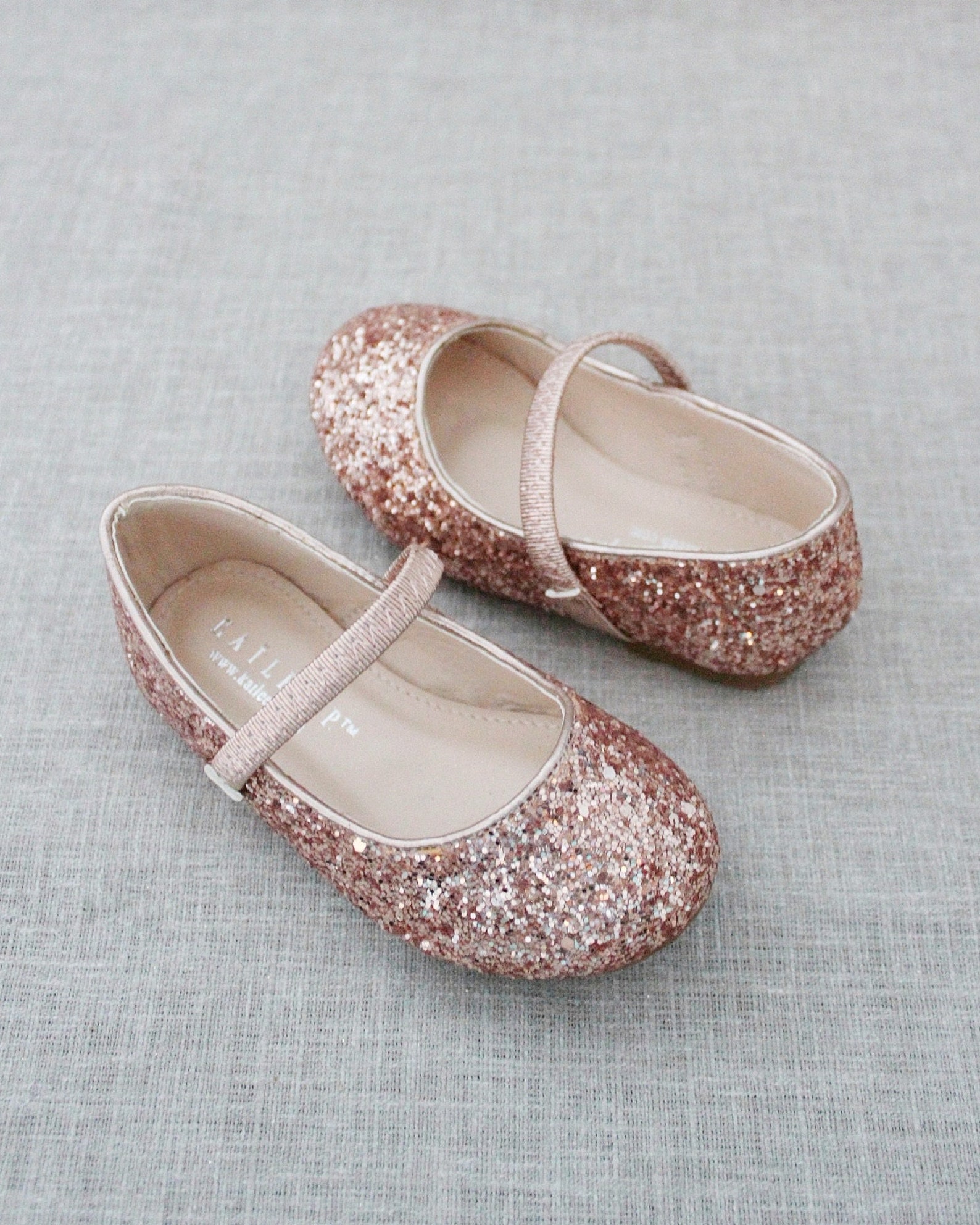 Rose Gold Rock Glitter Mary Jane Flats for Flower Girls Shoes - Etsy