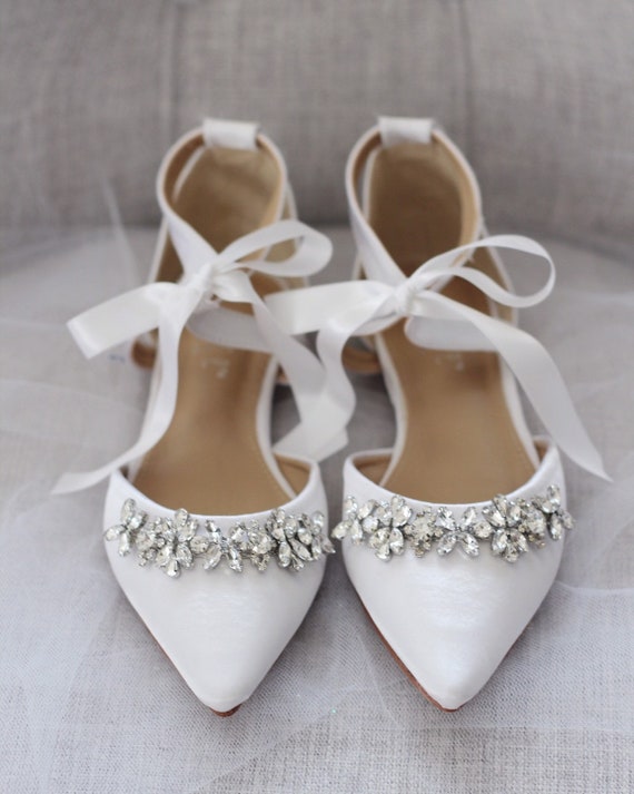 white satin flats