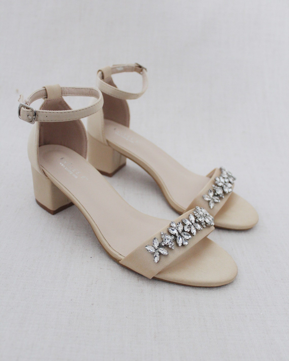 champagne block heel shoes