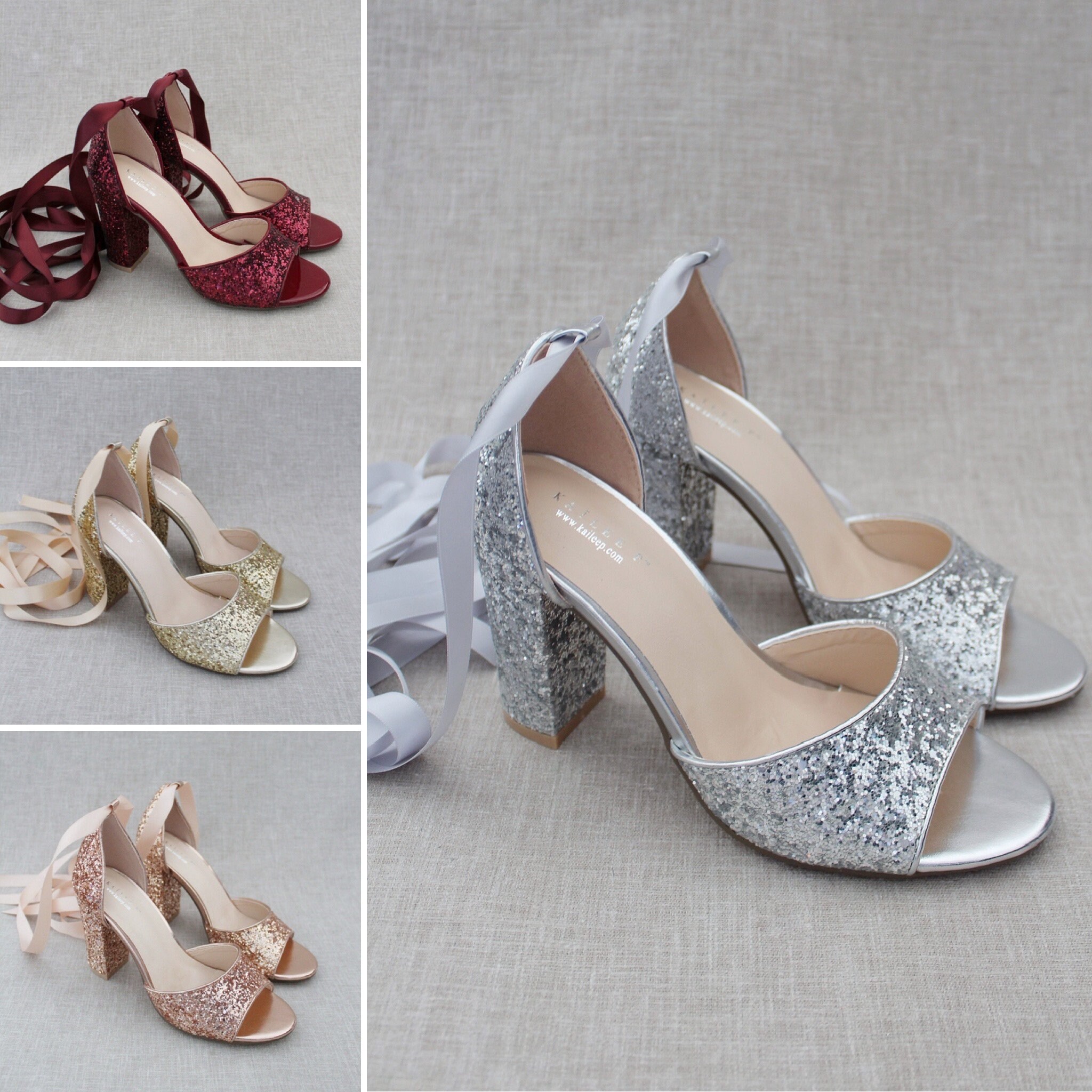 Rock Glitter Block Heel Sandals With BALLERINA LACE UP Women Wedding Shoes Bridesmaids Shoes Bridal Shoes Etsy
