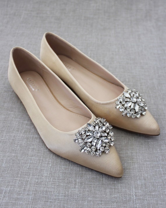 champagne flat wedding shoes