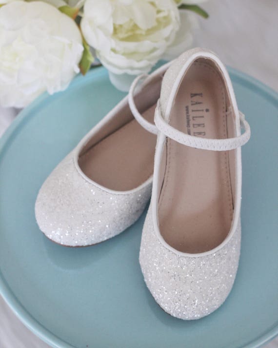 WHITE ROCK GLITTER Maryjane Flats For 