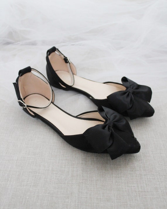 Black bow shoes best sale