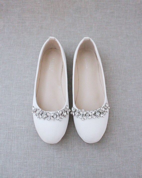 White floral flats cheap